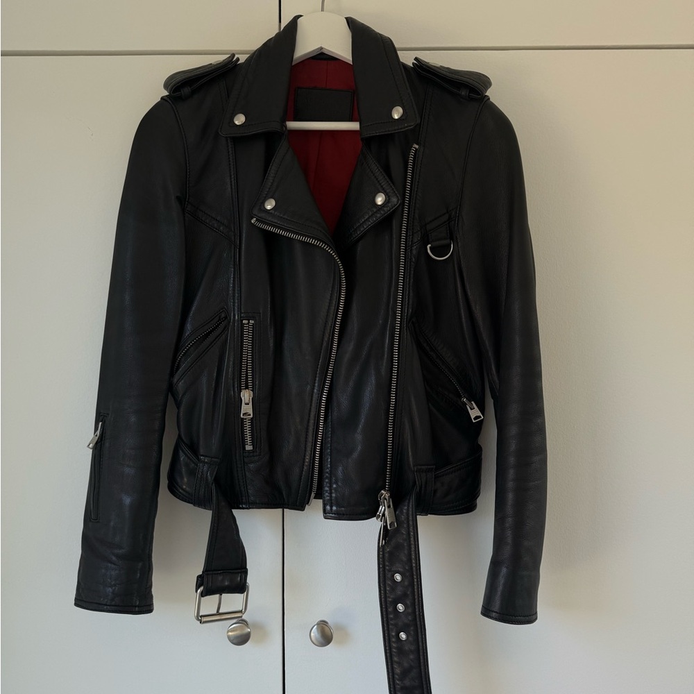 All Saints Black leather biker jacket